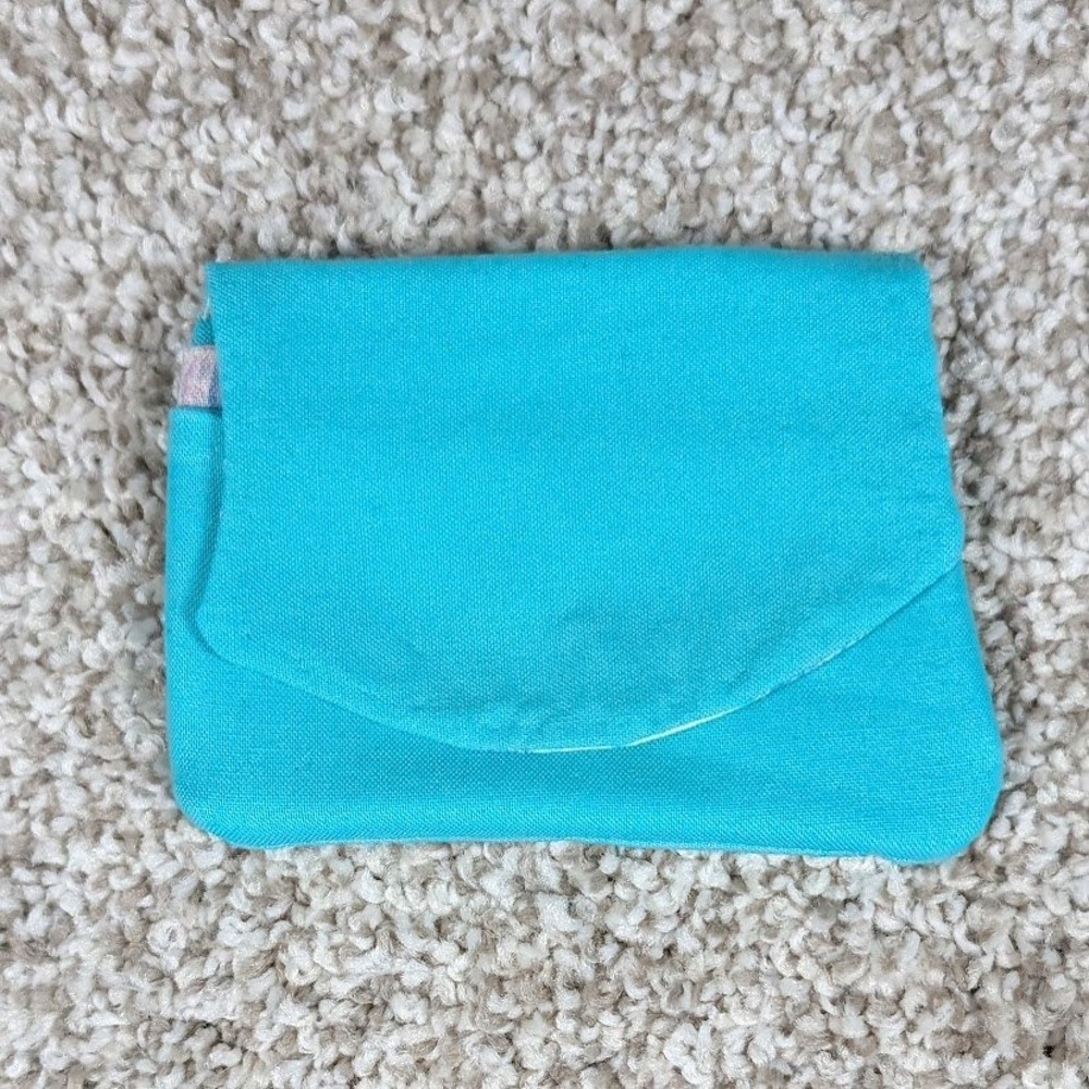Teal Pocket Wallet Card Holder Coin Pouch Small Bag Handmade Wallet Travel Gift